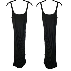 Intimately Free People Black Slinky Stretchy Ruched Side Little Black Dress Sz S